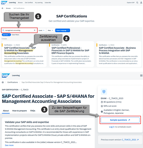 Schritt-für-Schritt-Anleitung: So finden Sie Beispielfragen für die SAP-Zertifizierung auf der SAP-Lernseite